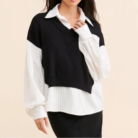 NWT Avantlook Striped Splicing Top - Picture 1 of 8